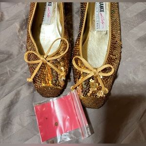 Magic! NIB Frankie and Baby Gold Sequined Flats 7.5 Price Drop